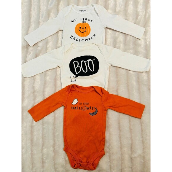 Pumpkin Sleeper and Halloween Long Sleeve One Piece Bundle Size 6 Months - Picture 2 of 12